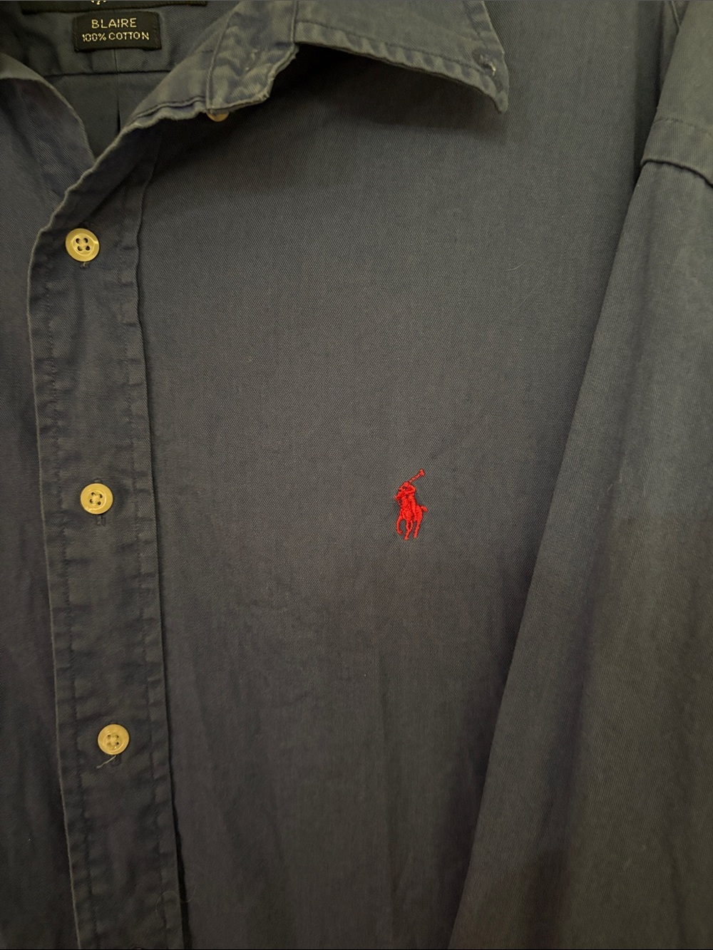 Polo by Ralph Lauren Navy Button-Down Shirt with Red Pony XXL - Picture 2 of 5